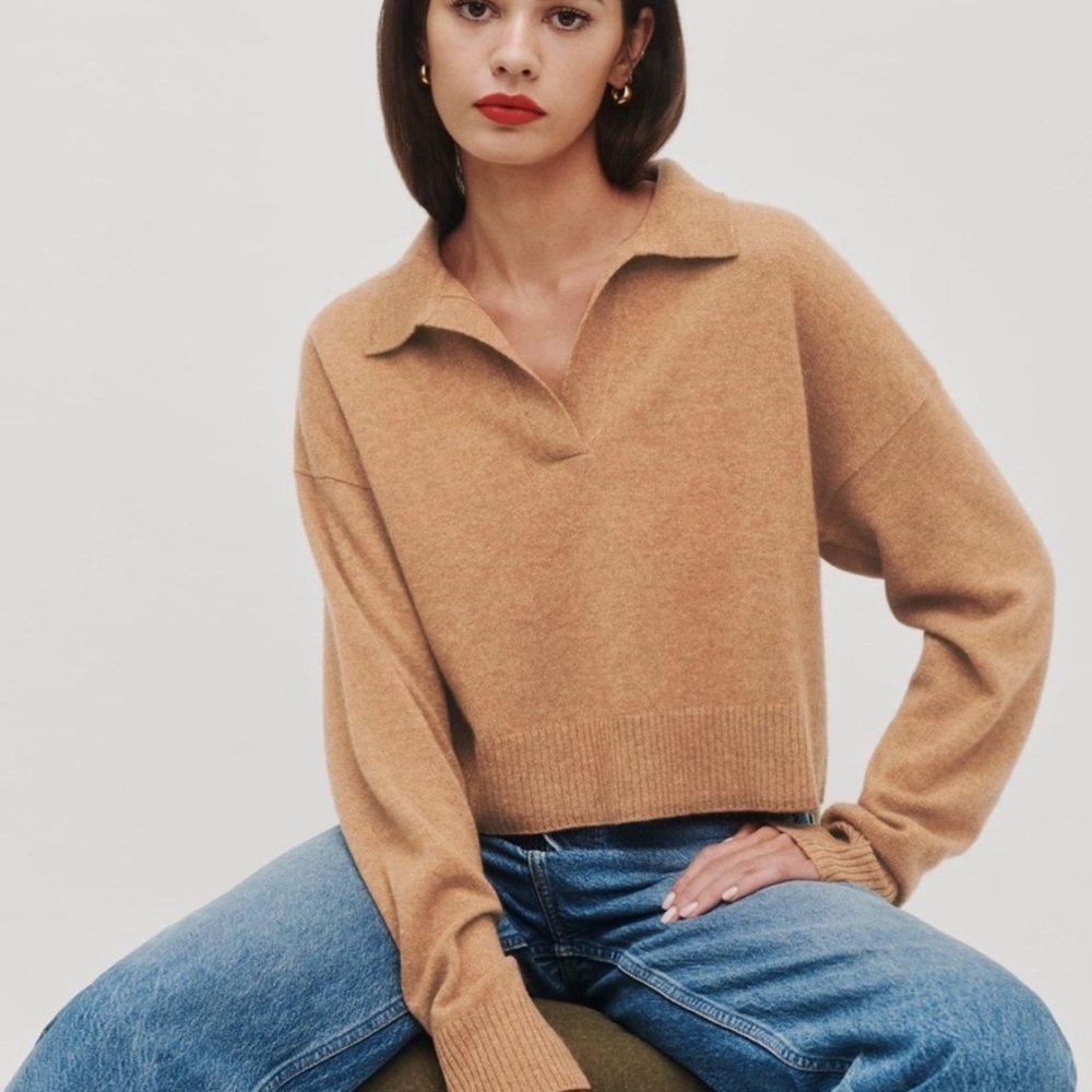 Reformation Cropped Polo Sweater